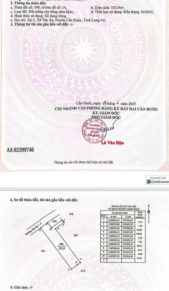 ĐẦU TƯ SINH LỜI - Chính Chủ Bán Trọn 3 thửa đất thuộc xã Tân Ân, Cần Đước, Long An