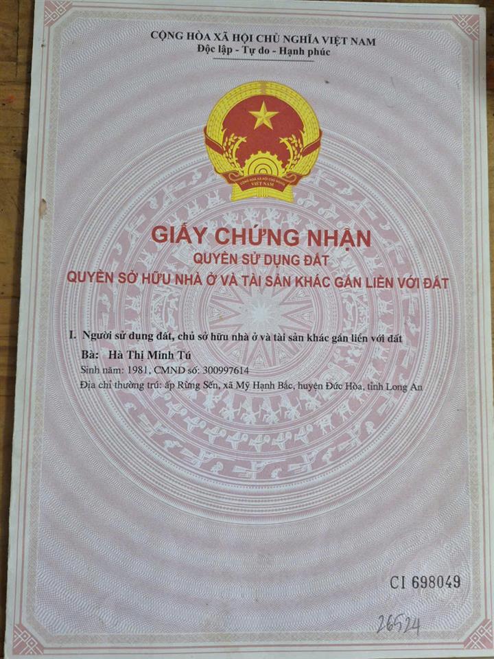 HOT HOT ĐẦU TƯ SINH LỜI – CHÍNH CHỦ CẦN BÁN NHÀ TẠI xã MỸ HẠNH BẮC- HUYỆN ĐỨC HÒA, LONG AN