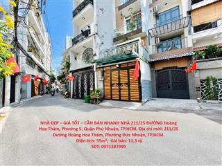 NHÀ ĐẸP – GIÁ TỐT – CẦN BÁN NHANH NHÀ 211/25 ĐƯỜNG Hoàng Hoa Thám, Phường 5, Quận Phú