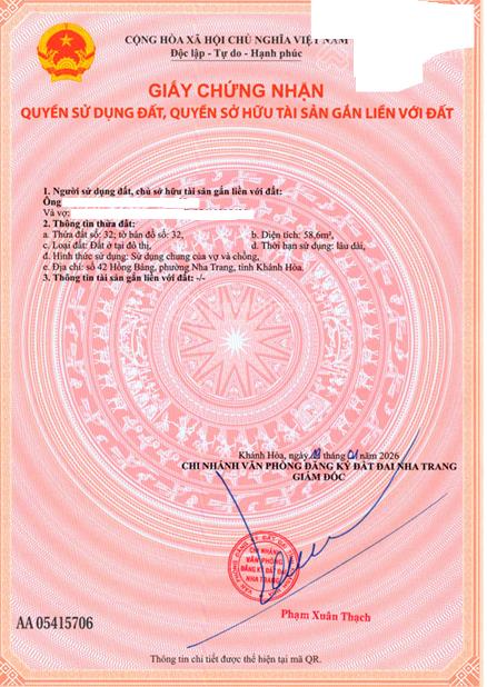 Bán nhà tại phố hàn nha trang có dòng tiền đang cho thuê 12 tr/tháng 6,8 tỷ