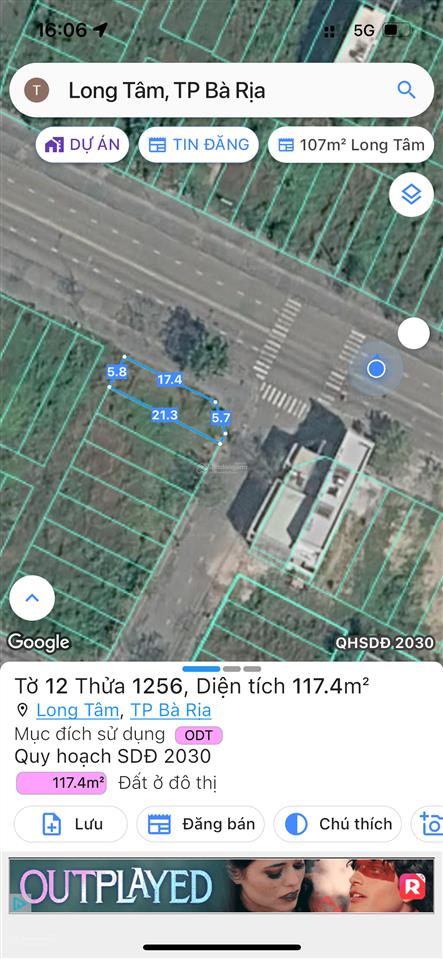 Bán lô góc đường hoàng hoa thám long tâm bà rịa