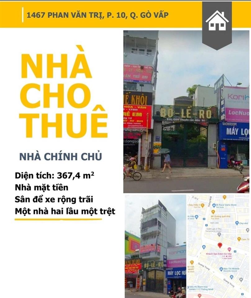 Cho thuê mặt bằng kinh doanh mặt tiền phan văn trị vị trí đẹp gần thống nhất & quang trung
