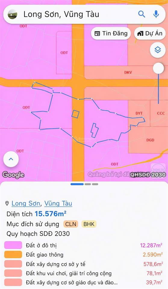 Cần bán 1,5ha đất long sơn quy hoạch thổ cư giá 1,8tr/m2