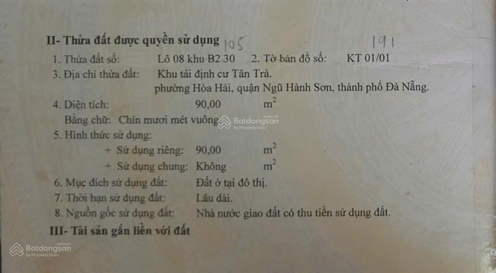 Bán lô đất mặt tiền đường cao sơn 7, khu vực biển tân trà