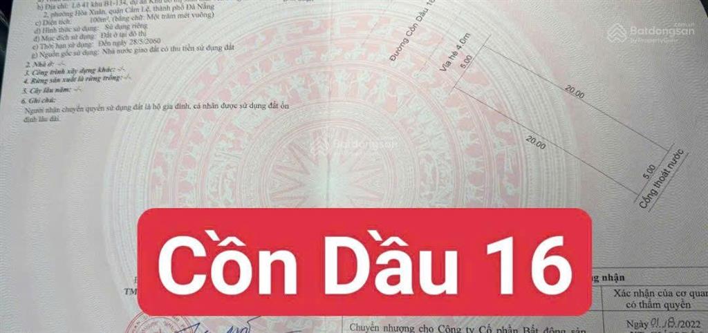Bán 1 cặp đất đường cồn dầu 16, khu đô thị hòa xuân
