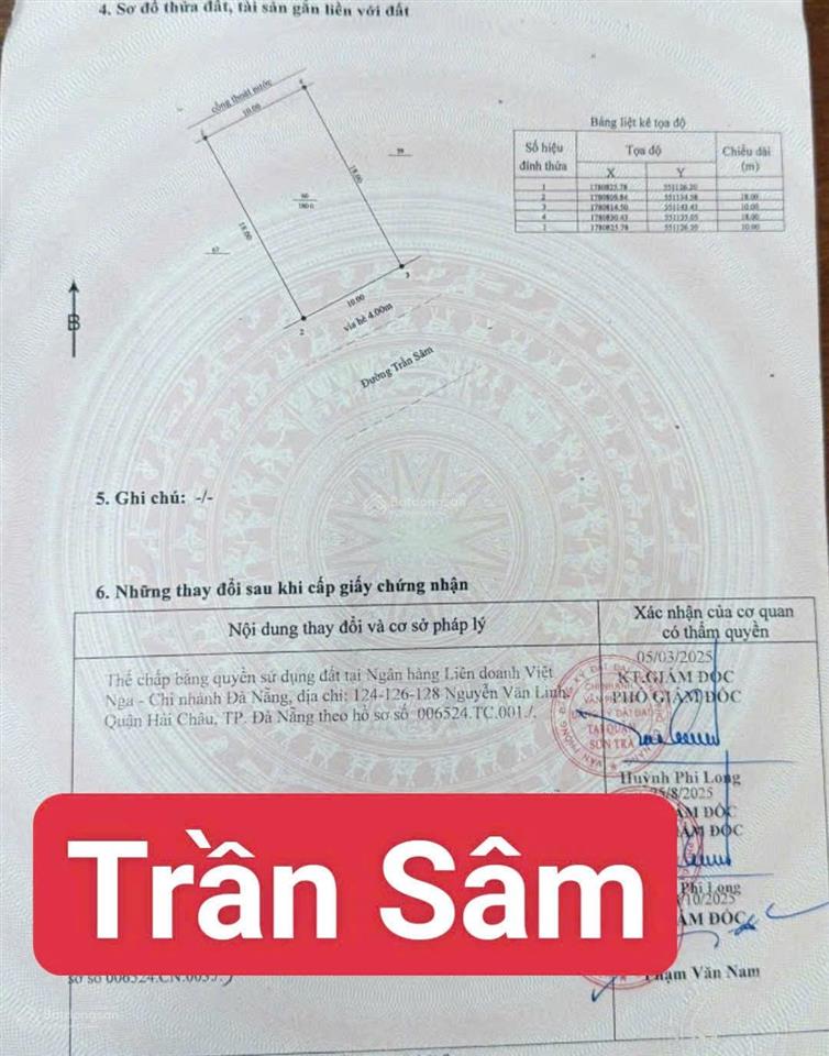 Bán lô đất mặt tiền đường trần sâm, vị trí nằm vịnh biển, khu biệt thự