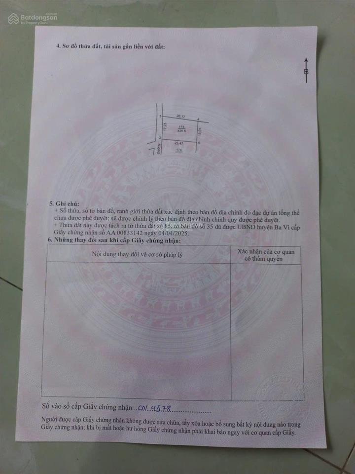 Chính chủ cần bán mảnh đất ở tiên phong  quảng oai  ba vì  hn. giá 3.9 tỷ