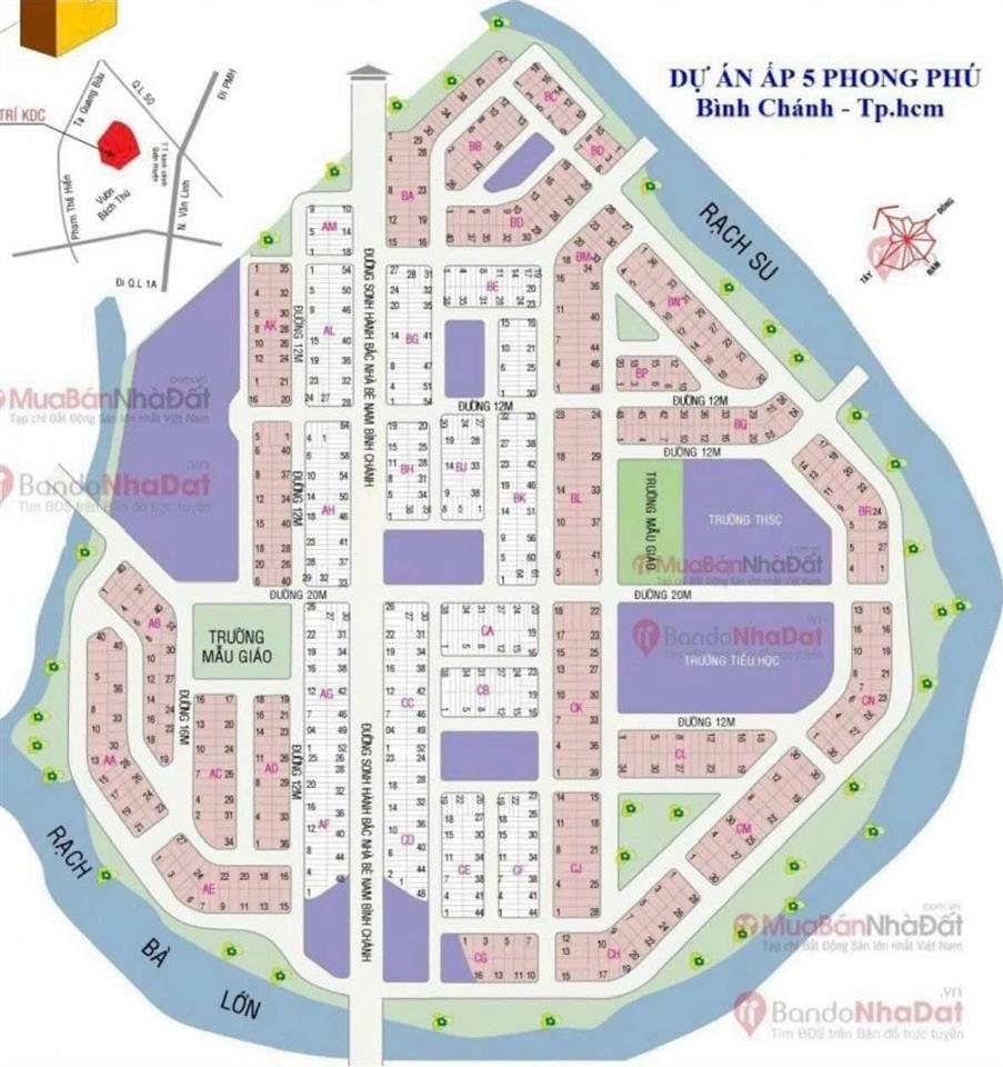 Bán đất nền dự án kdc phong phú 5, 7,4 tỷ, dt 4,5x18m 81m2