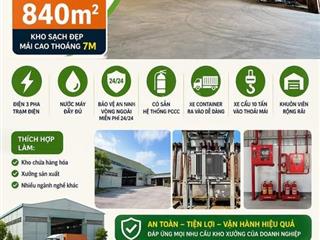 Cho thuê kho xưởng linh xuân thủ đức. diện tích 840m2