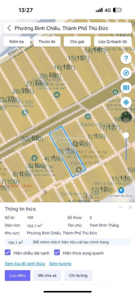Hot, siêu phẩm lô đất xây dựng mặt tiền đường số 6, khu phân lô đồng bộ phường bình chiểu