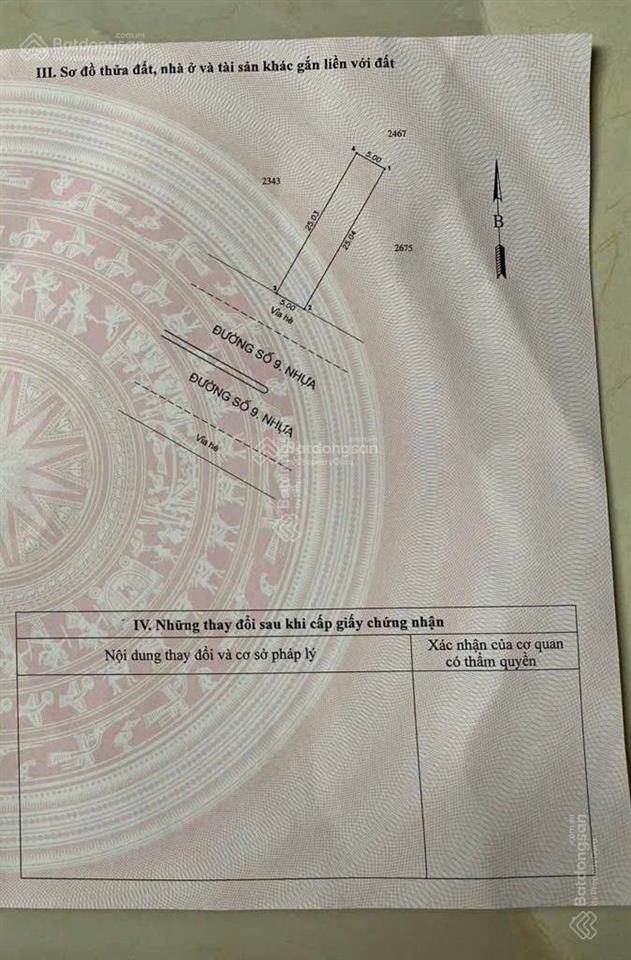 Siêu phẩm lô đất mặt tiền đường số 9 đối diện trung tâm hành chính dĩ an hcm, dt 125m2 5 x 25m