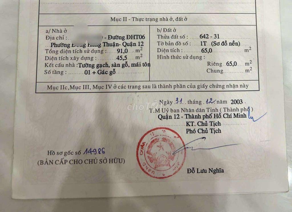 cần bán gấp nhà P ĐHT Gần khu an sương DT 4,5 x15 1 trệt 1 lầu 3PN 2WS