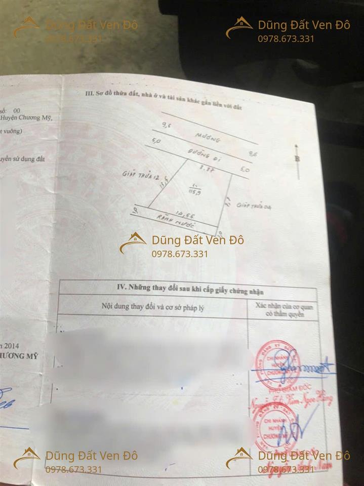 LÔ 115,9M ĐẤU GIÁ TRƯỜNG YÊN-CHƯƠNG MỸ-HÀ NỘI
