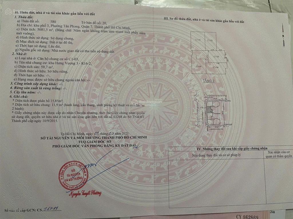 Bán nhanh căn hộ hưng vượng 3 block c, view công viên nội khu, pmh q7