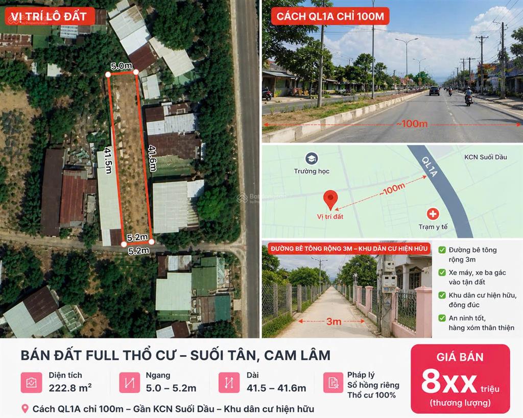 Cần bán lô đất full thổ cư suối tân cam lâm