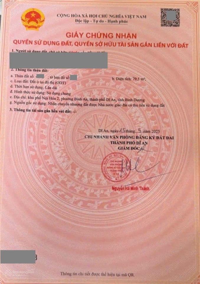 Đất kdc phú hồng thịnh 9, phường bình an tp dĩ an bd