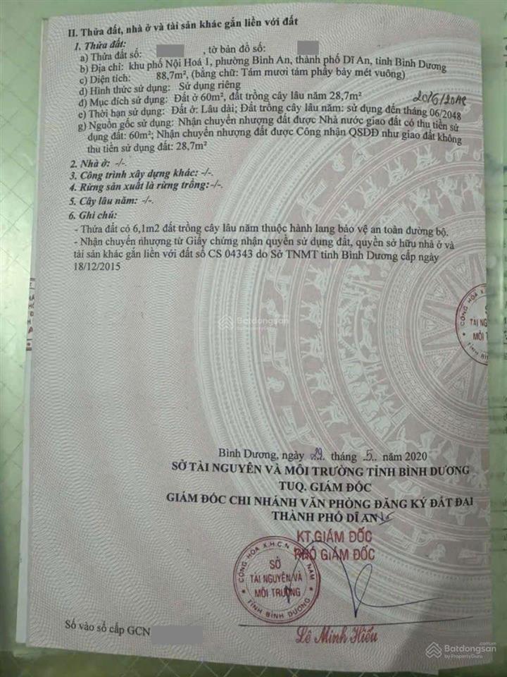 Đất gần trường học 1,2 đông hòa phường bình an tp dĩ an