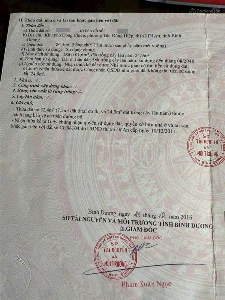 Nhà mặt tiền đường nguyễn thị phố phường tân đông hiệp tp dĩ an