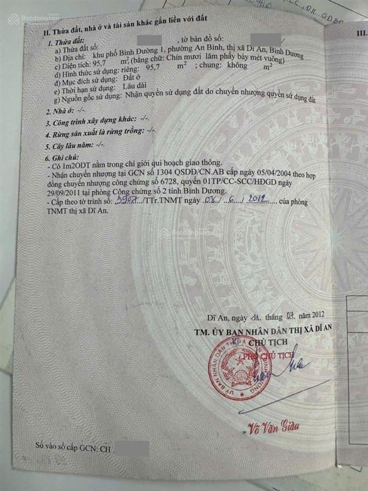 Nhà mặt tiền đường lê văn tách phường an bình tp dĩ an