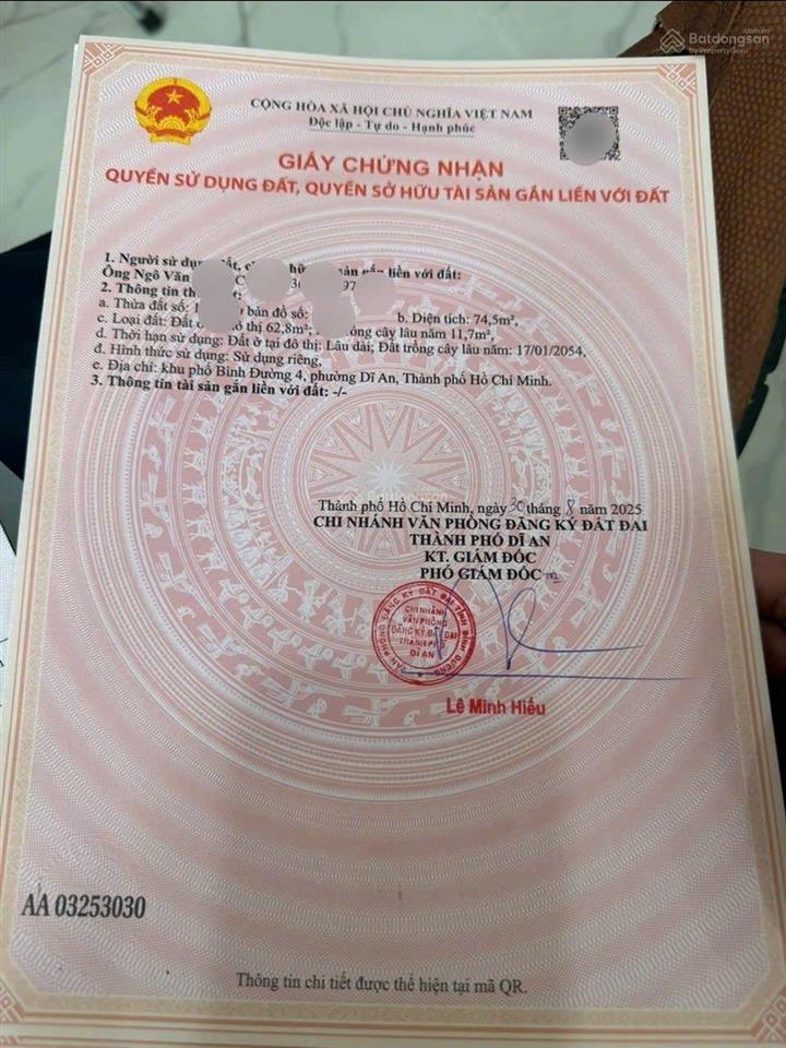 Đất gần trung tâm hành chính dĩ an phường an bình tp dĩ an