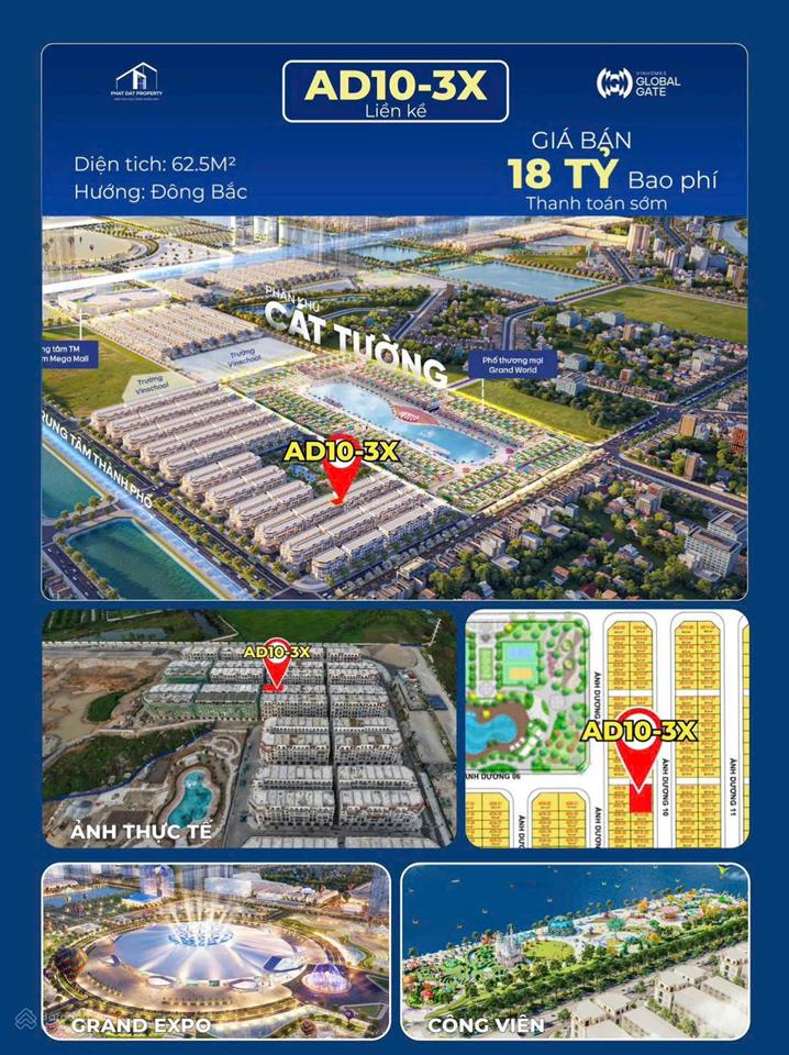 Bán nhà biệt thự vinhomes global gate, 280 triệu / m2, 62.5 m2, đường cổ loa, đông anh, hà nội