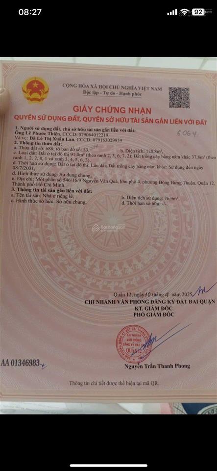 Bán nhà riêng 98m2, 5,2 tỷ, tại 546/16/9 nguyễn văn quá, đông hưng thuận, q12, hcm giá ưu đãi đẹp