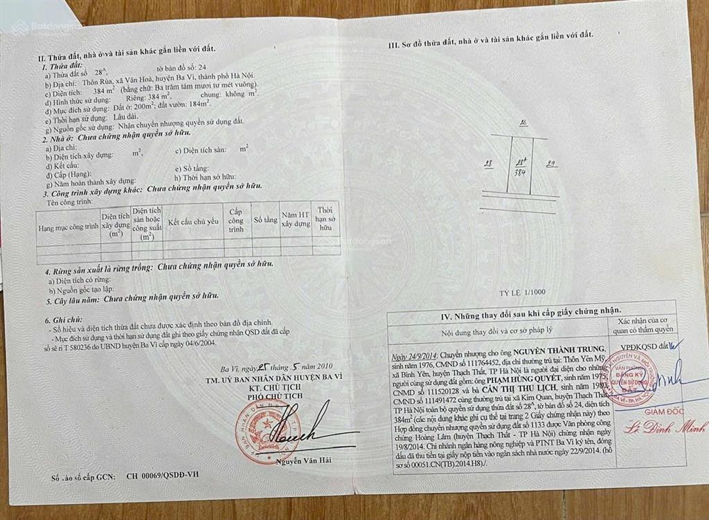 Đất trục chính xã yên bài với diện tích 384m có 200 thổ cư