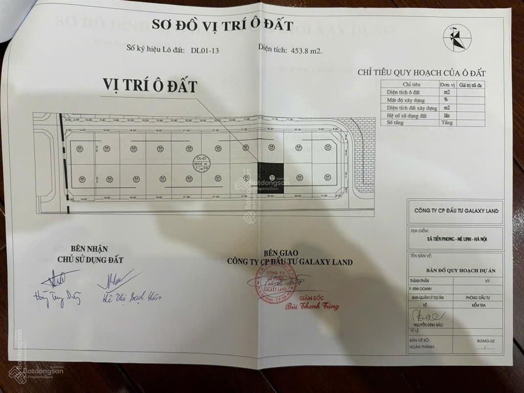 Bán nhanh 453.8m2 đất biệt thự đơn lập dự án minh giang đầm và