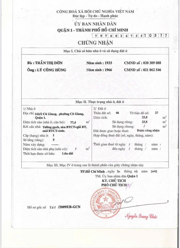 Chính chủ bán nhà ngay mt 162 cô giang q.1 5 tầng 4pn 4wc giá 7,8 tỷ đang vay nh 7 tỷ 0901 970 ***.