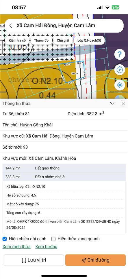 Đầm thủy triều cam hải đông, quy hoạch 1/500 ba mặt tiền đường, an toàn, giá đầu tư