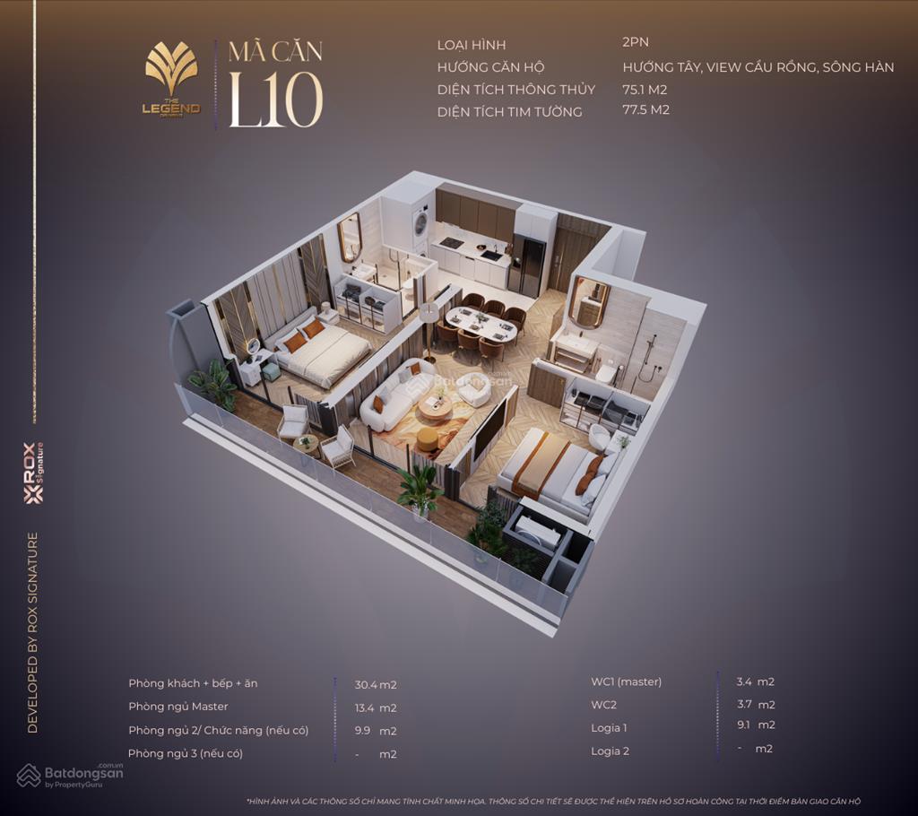 Chạm tay vào siêu phẩm căn hộ 2pn 71.5m² tại the legend giá 7.2 tỷ  sát cạnh cầu rồng