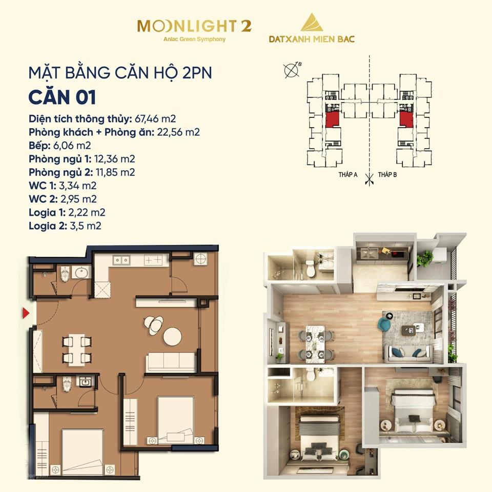 Nhỉnh 4 tỷ sở hữu căn hộ 2pn diện tích 66m2  sống trong kđt xanh, sạch, đẹp phía tây hà nội