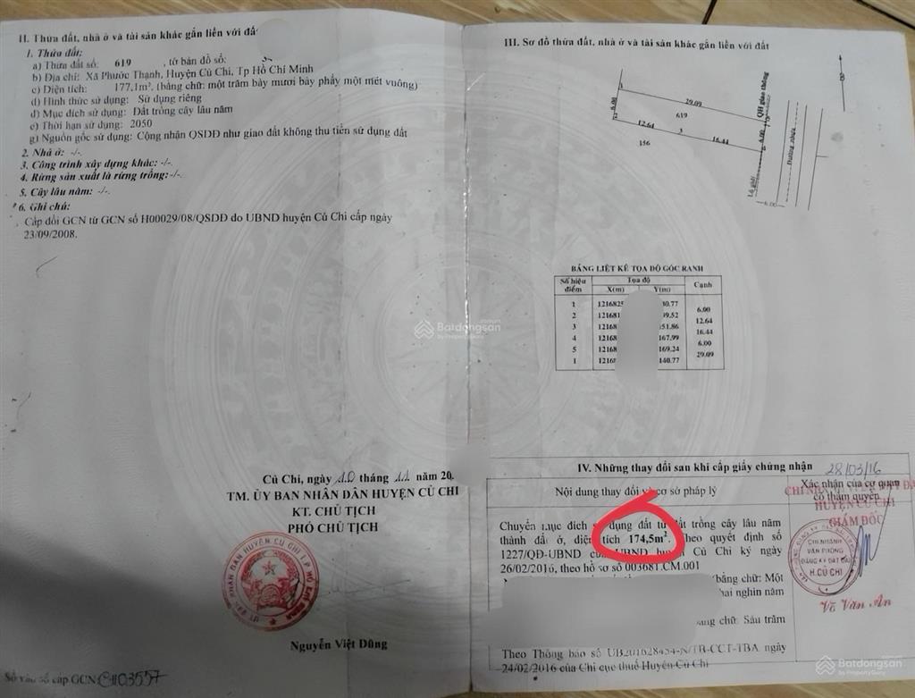 Đất đẹp phước thạnh 177m mặt tiền nguyễn thị quá, sổ hồng riêng nhỉnh 900 triệu