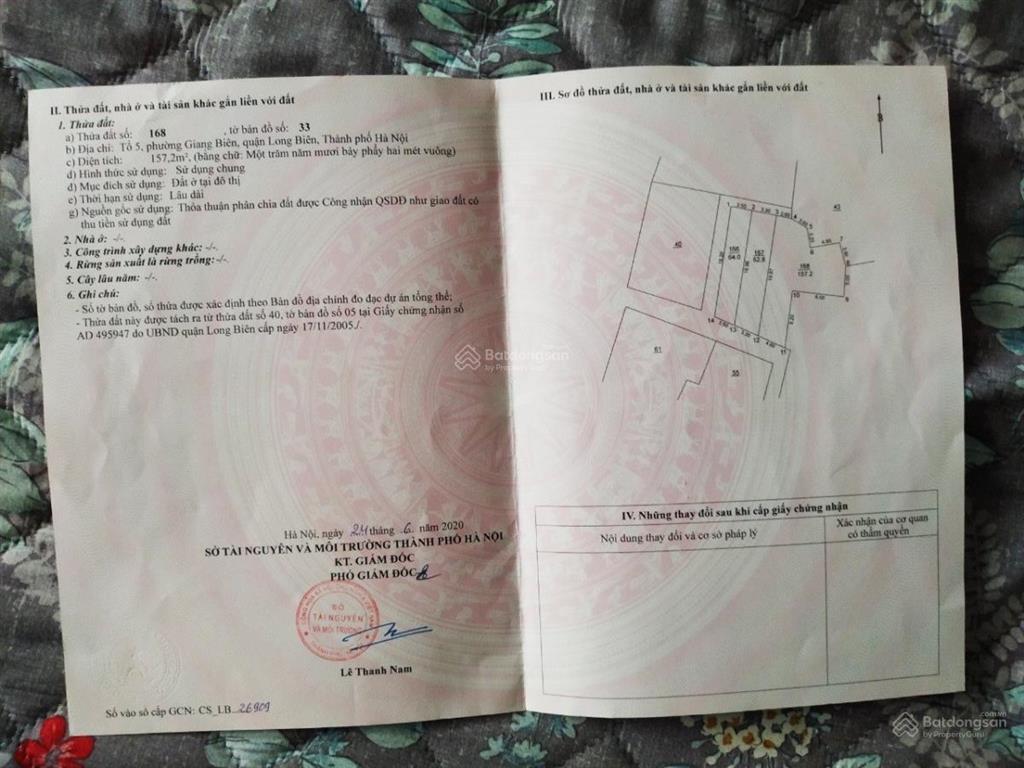 Chính chủ cần bán lô đất phúc lợi dt53,2m,mt 5m66 hướng đông nam. ngõ rộng ôtô 7 chỗ vào đất