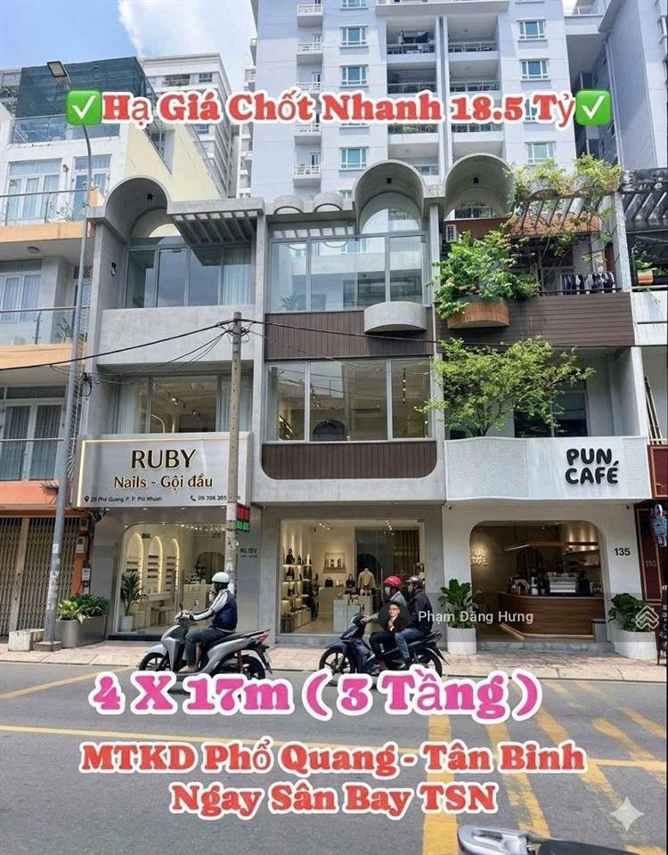 Bán gấp giảm sốc 1.5 tỷ, nhà mặt tiền phú nhuận phổ quang, sát cv gia định, 68m2, 4x17m, 3 tầng