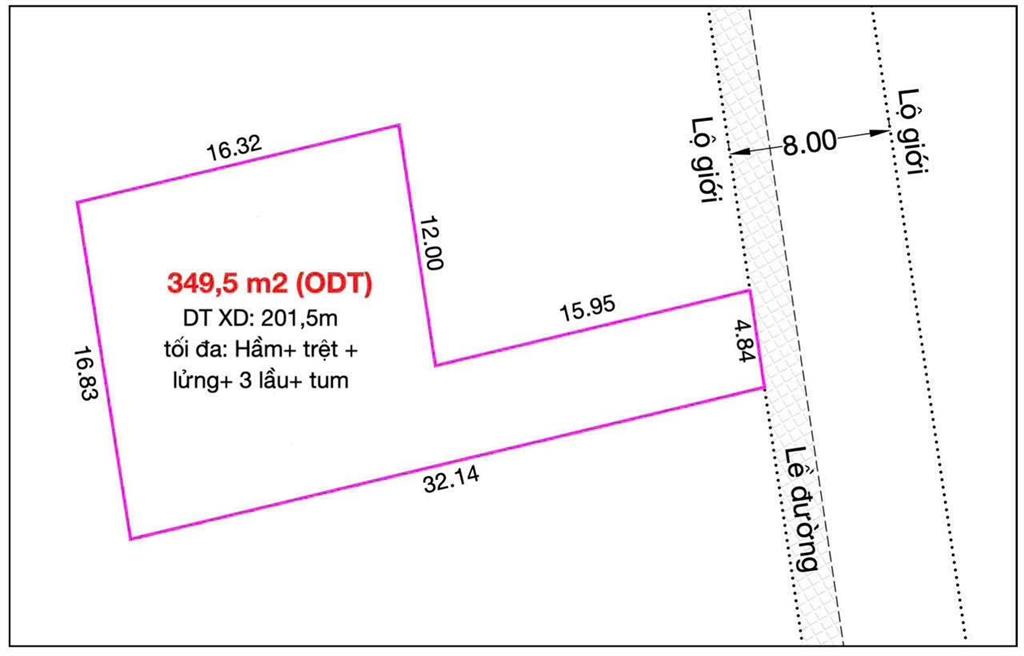 Hẻm 8m. xây mới 5 tầng. 350m2 full thổ. ngay cđ điện lực. 31tr/m2