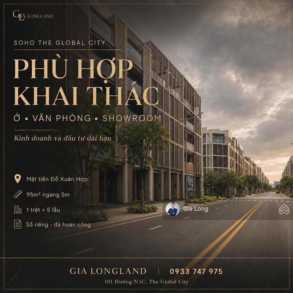 25 triệu/tháng, nhà phố soho  the global city, vị trí đẹp dễ kinh doanh