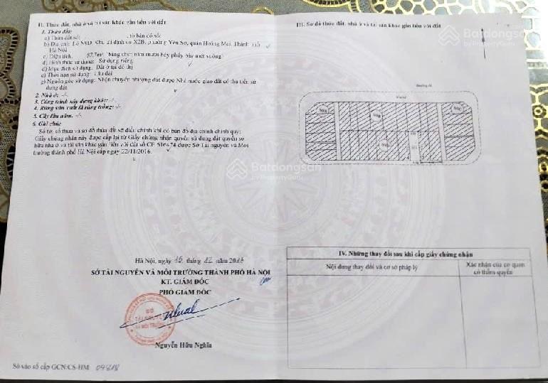 Chính chủ bán đất x2b yên sở 60m2, mt rộng, vỉa hè, view vườn hoa, đón sóng tam trinh, 16.5 tỷ