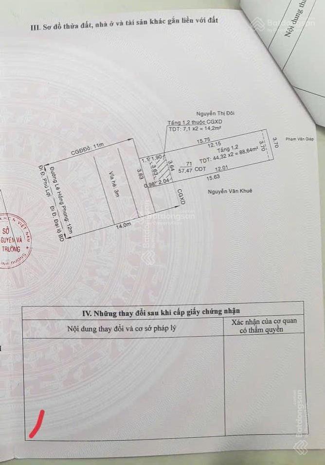 Chính chủ cần bán gấp nhà mặt tiền đường lê hồng phong, phường phú hòa, nay là phú lợi hcm