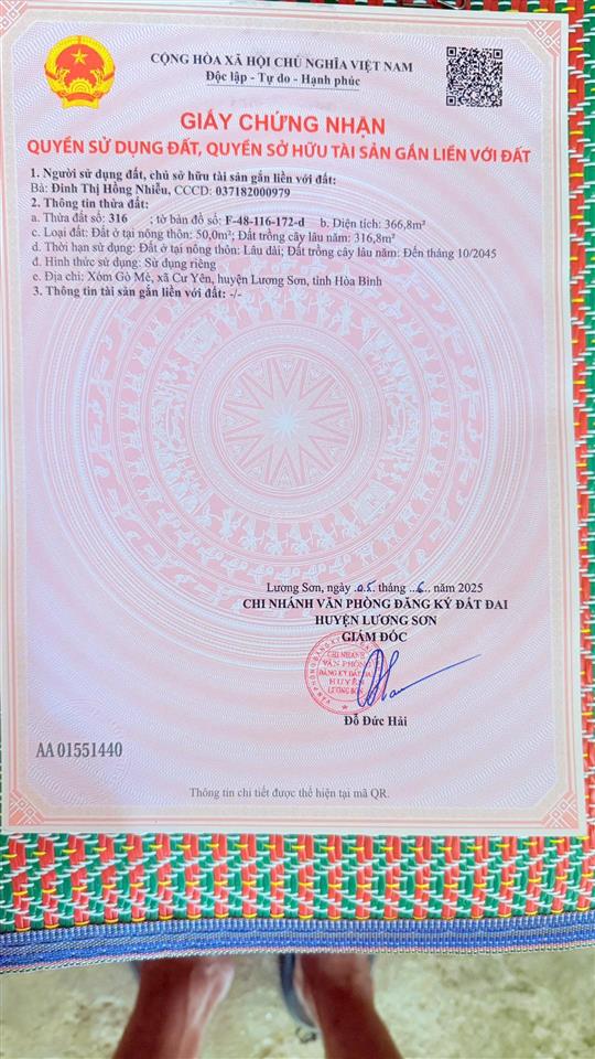Chính chủ bán 366m tai cư yên lương sơn