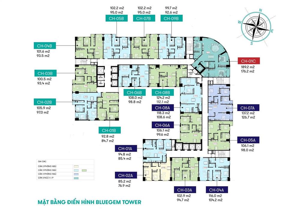 Chính chủ bán căn 3 phòng ngủ 1705a dự án bluegem tower thanh trì