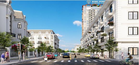 Bán shophouse 90m2 ở sông hồng diamond city, giá tốt 13 tỷ vnd, 6pn, 6wc, 5 tầng, đông nam