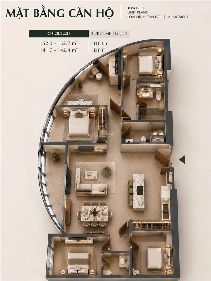 Siêu phẩm kính cong view cực hiếm 4 ngủ, tầng 27 hơn 22,48 tỷ, lumiere hanoi seasons garden