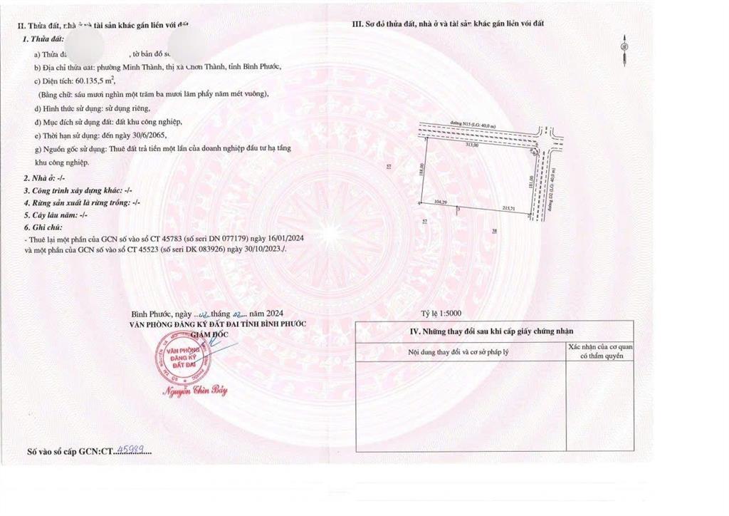 Cần bán gấp lô đất trong kcn chơn thành, bình phước