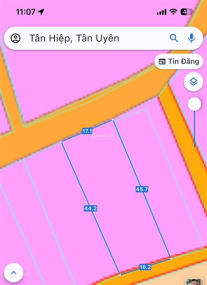 Bán lô đất thổ cư giá rẻ 2 mặt tiền trước sau tại tân uyên, bình dương