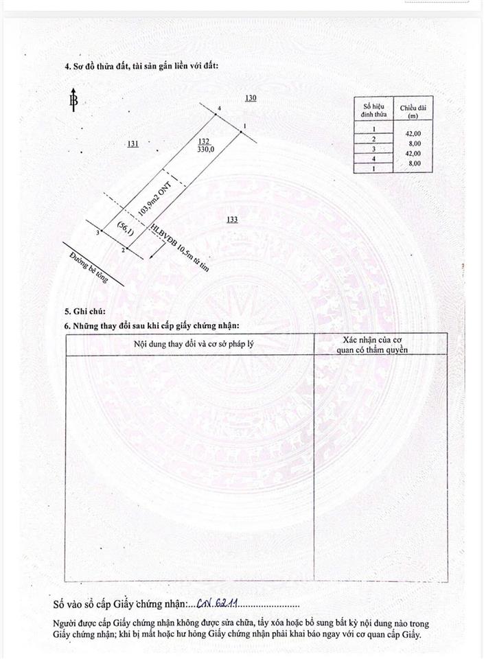 Bán đất tại đt 756, lộc quang, lộc ninh, 199268 triệu 8x42 tc 100