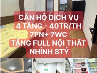 Sát mặt tiền  căn hộ dịch vụ  4 tầng  thu nhập 40triệu/th  gần hòa bình  đầm sen  nhỉnh 8 tỷ