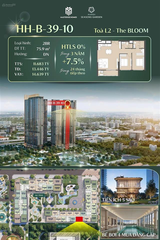 Mua để ở siêu rẻ đông nam 2pn tòa l2 the bloom  cao xà lá 0986 198 ***