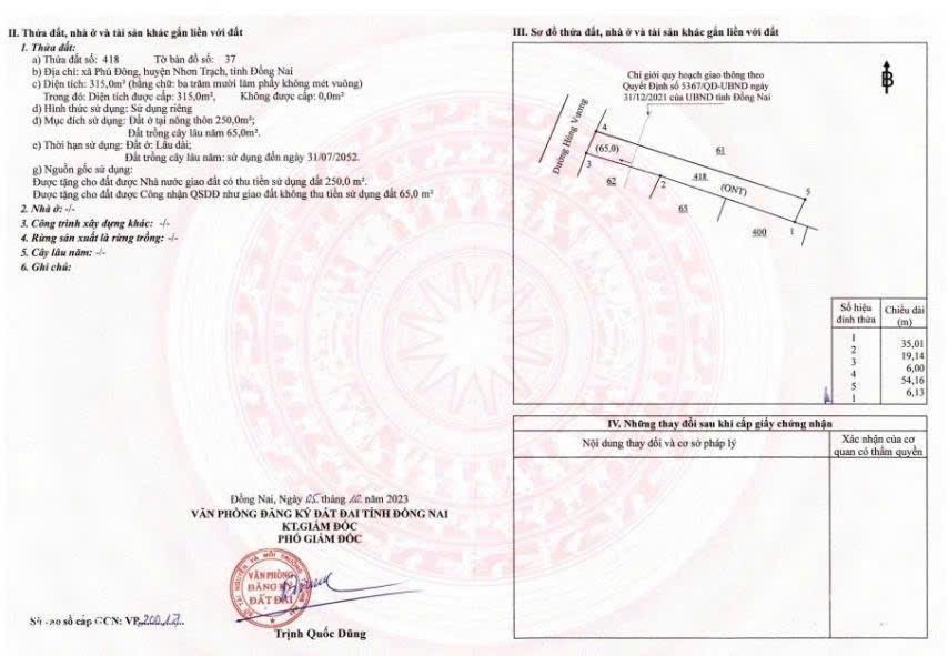 Cần bán 315m2 có 250m2 thổ cư mặt tiền đường hùng vương giao đường phú mỹ 2