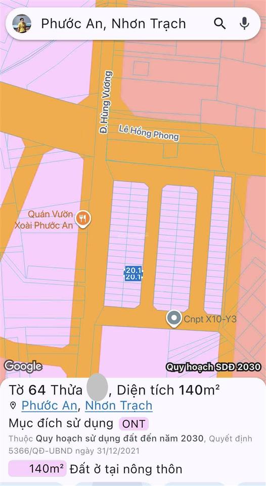 Cần bán nhanh nền tái định cư phước an cũ diện tích 140m2, cách đường hùng vương 100m